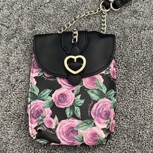 Juicy Couture Black and Pink Floral Mini Bag